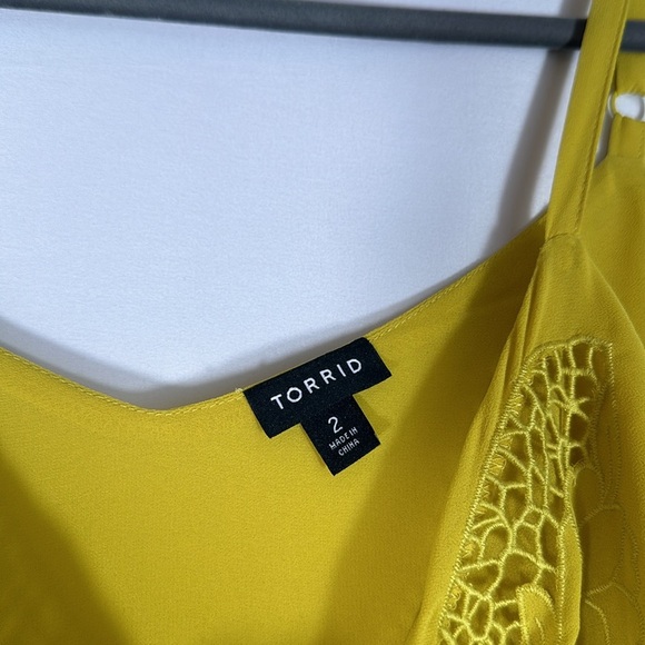 Torrid Yellow Sophie Chiffon Embroidered Swing Cami Tank Top 2x Size 2 - Picture 5 of 7
